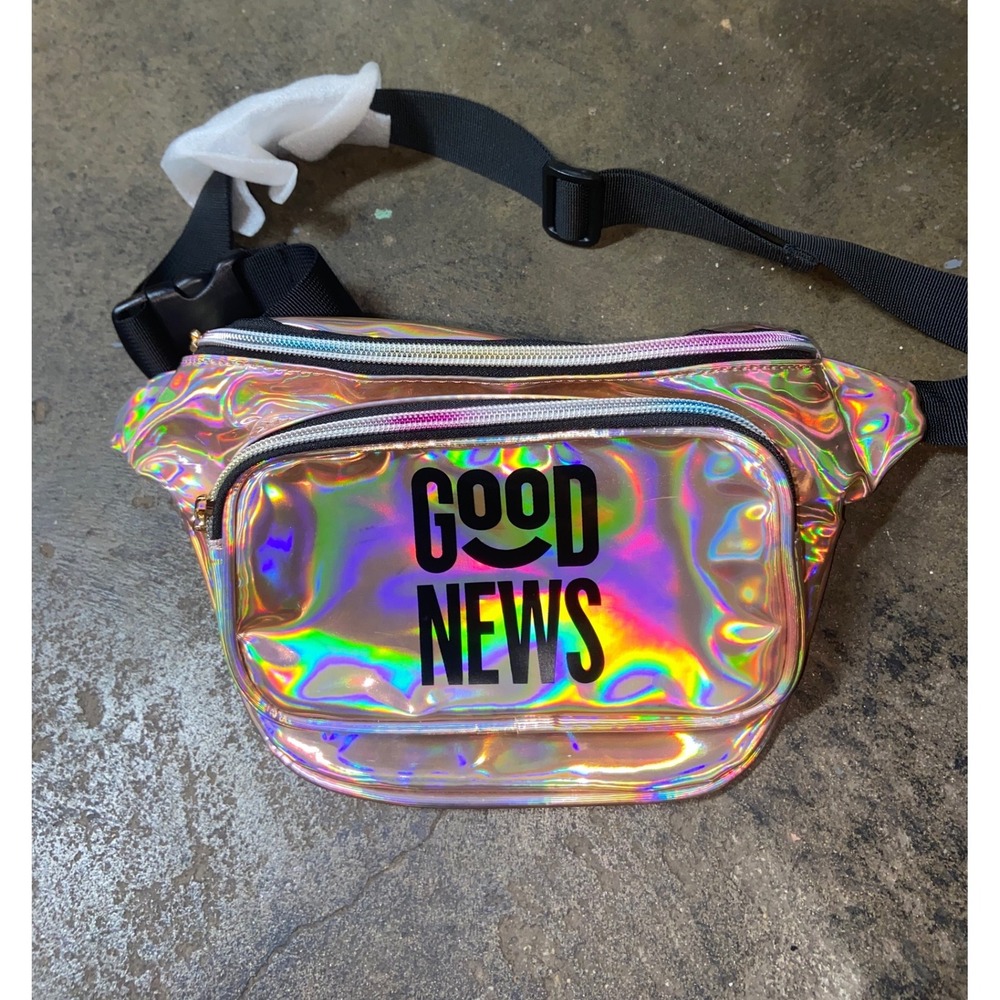 Good News Rose Gold Holographic Prism Fanny Pack Iridescent Festival Rave NWOT
